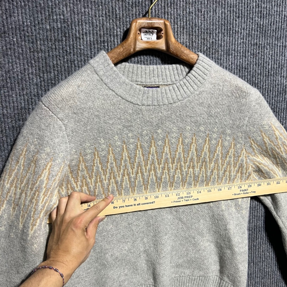 Patagonia Recycled Wool Sweater Women Large Grey Zig Zag Knit 51025 Crewneck - Picture 3 of 8